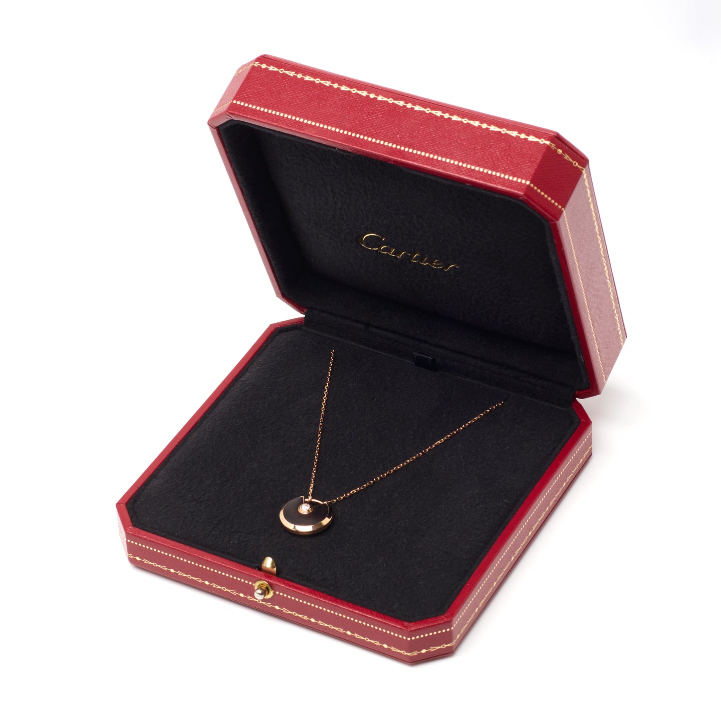 Sautoir Cartier Amulette PM en or rose et bois d'amourette