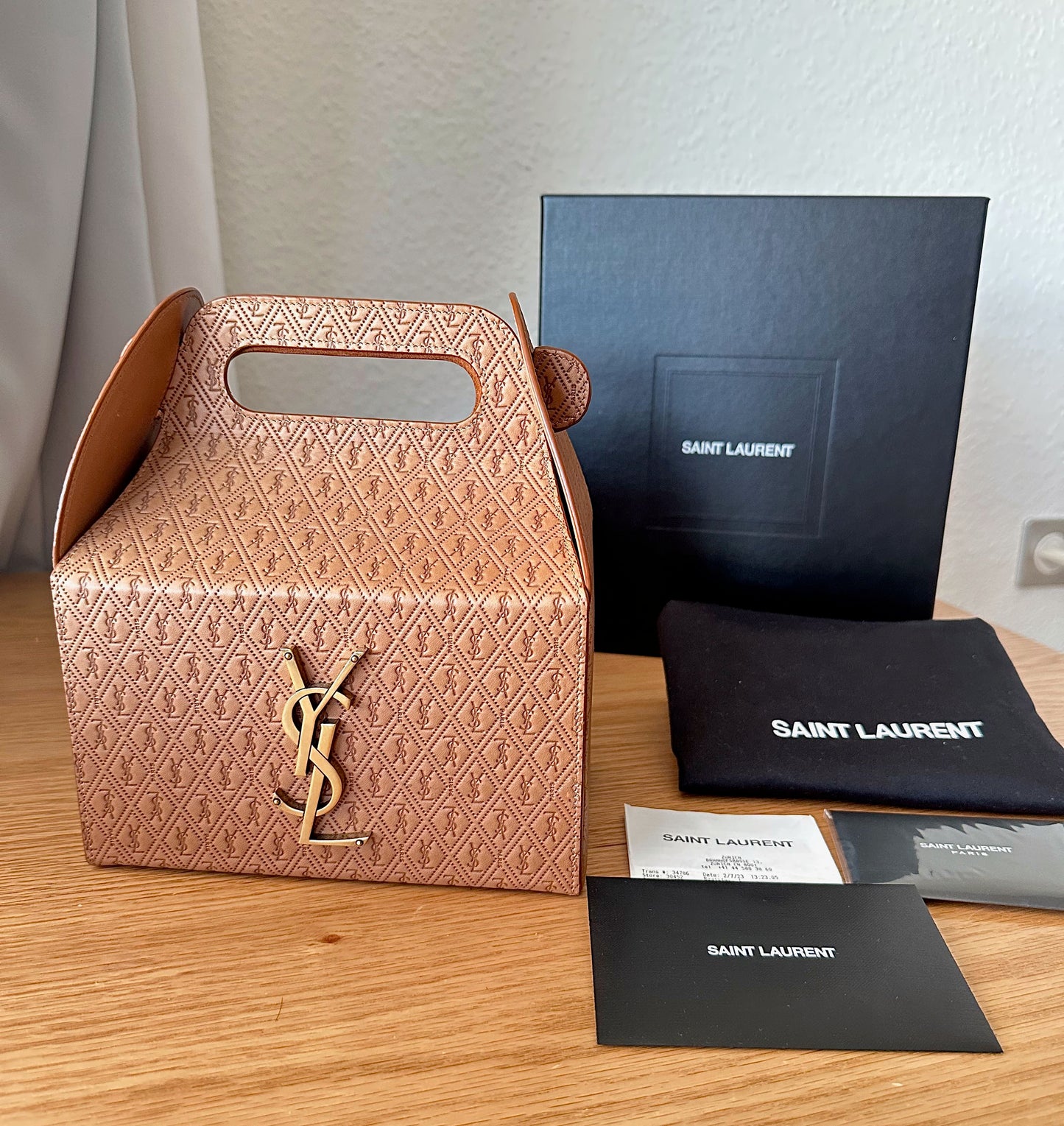 Sac Saint Laurent Take Away (Happy Meal) en cuir camel