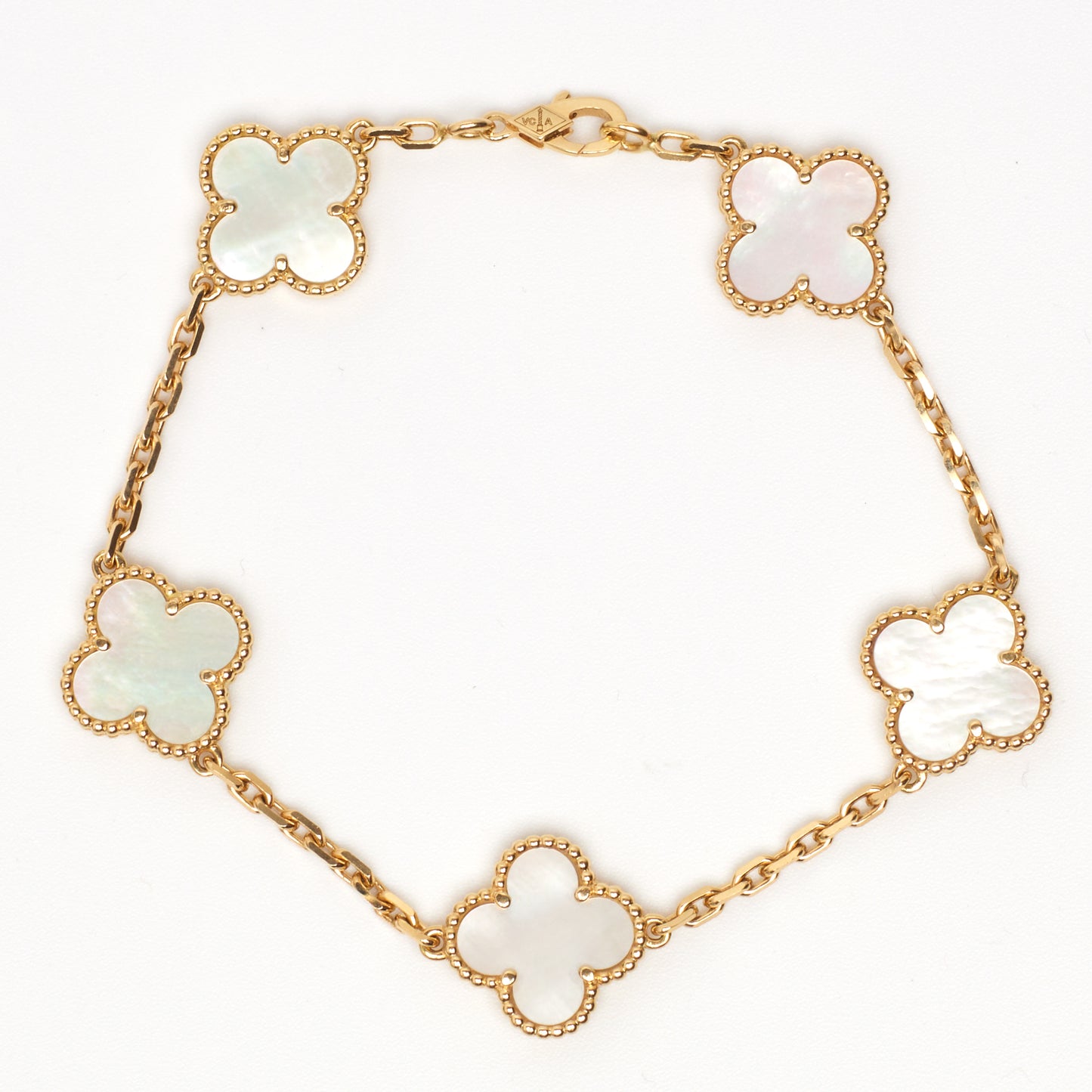 Bracelet Van Cleef & Arpels Vintage Alhambra 5 motifs nacre en or jaune