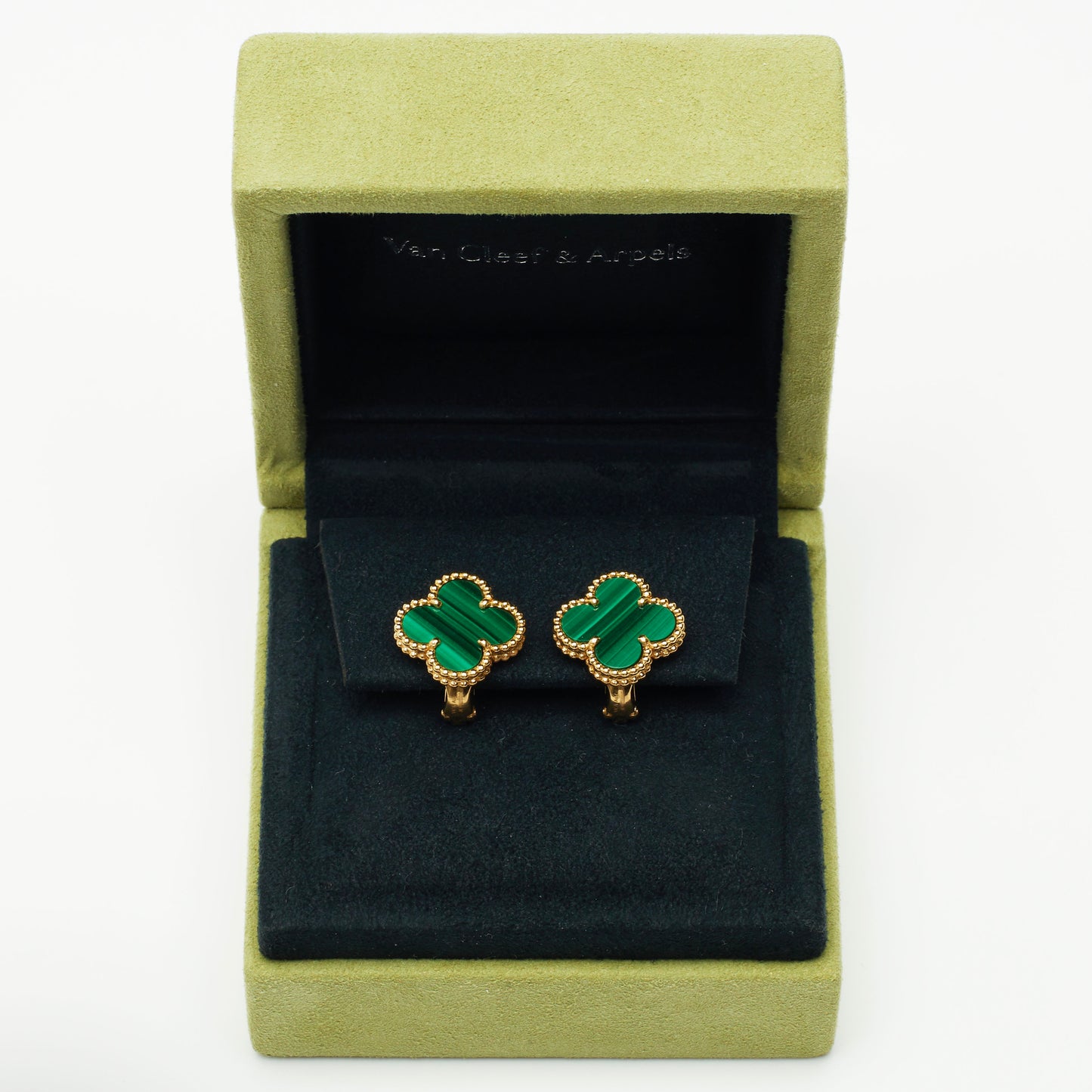 Boucles d’oreilles Van Cleef & Arpels Vintage Alhambra Malachite en or jaune