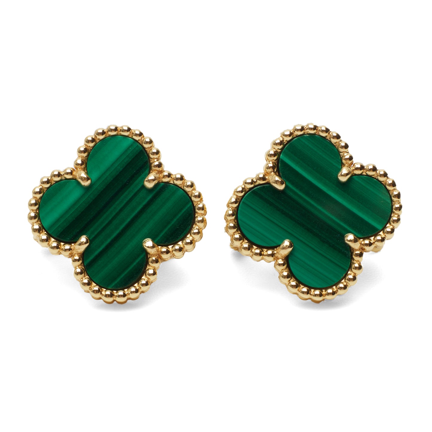 Boucles d’oreilles Van Cleef & Arpels Vintage Alhambra Malachite en or jaune
