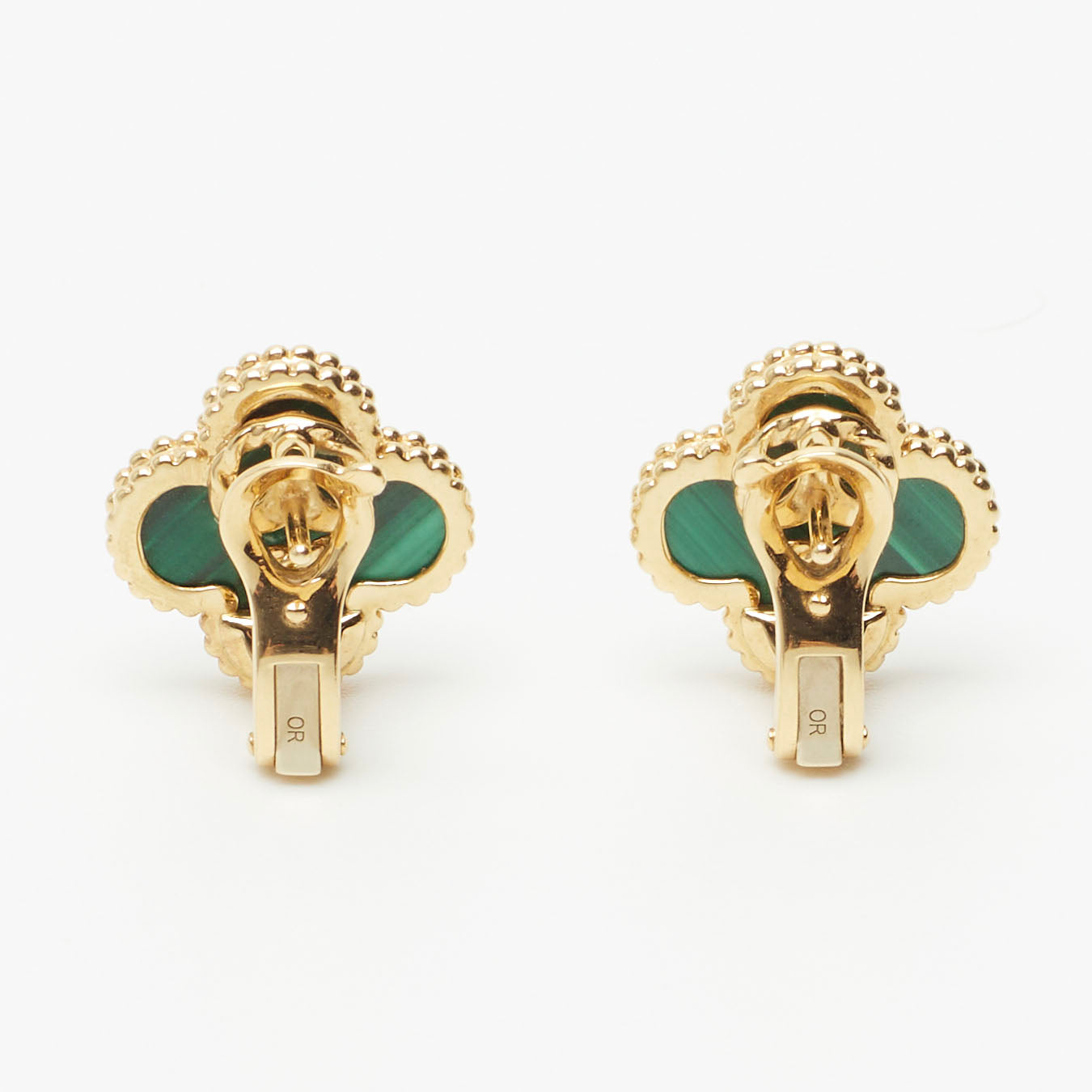 Boucles d’oreilles Van Cleef & Arpels Vintage Alhambra Malachite en or jaune