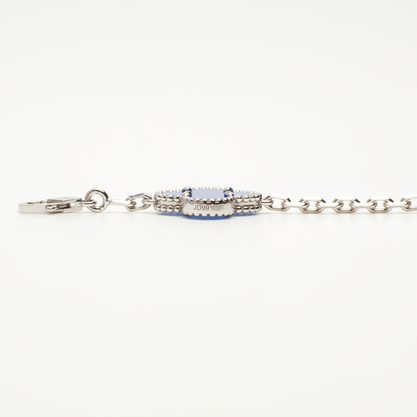 Bracelet Van Cleef & Arpels Vintage Alhambra 5 motifs agate bleu en or blanc Special Order