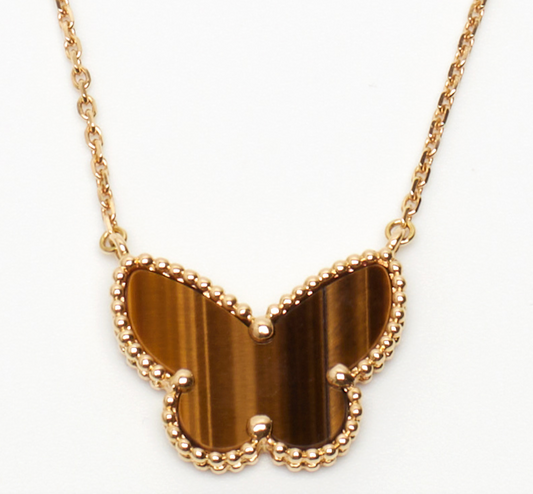 Collier Van Cleef & Arpels Lucky Alhambra Butterfly Oeil-de-tigre en or jaune