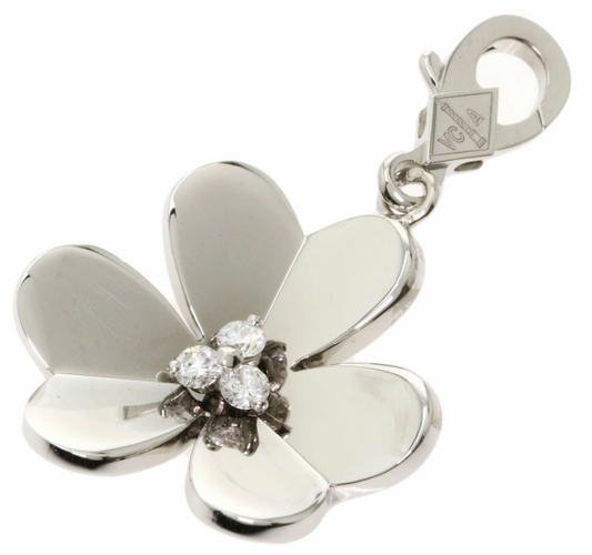 RARE Pendentif Van Cleef & Arpels Frivole grand modèle diamant en or blanc