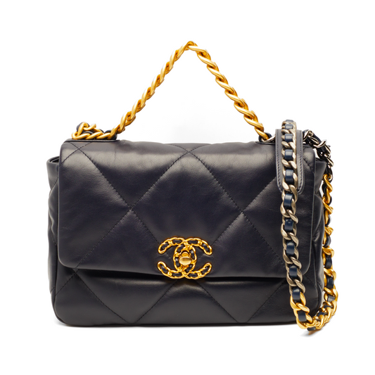Sac Chanel 19 Small en cuir matelassé bleu marine