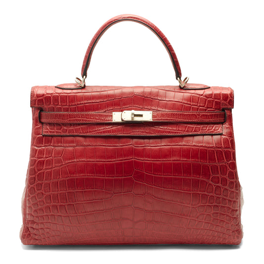 Sac Hermès Kelly 35 Crocodile Niloticus bordeaux