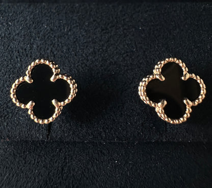 Boucles d’oreilles Sweet Alhambra Onyx en or jaune