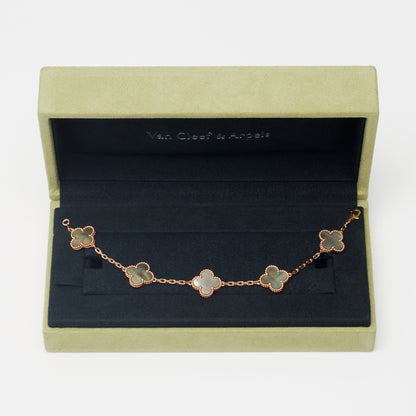 Bracelet Van Cleef & Arpels Special Order Vintage Alhambra 5 motifs nacre grise en or rose