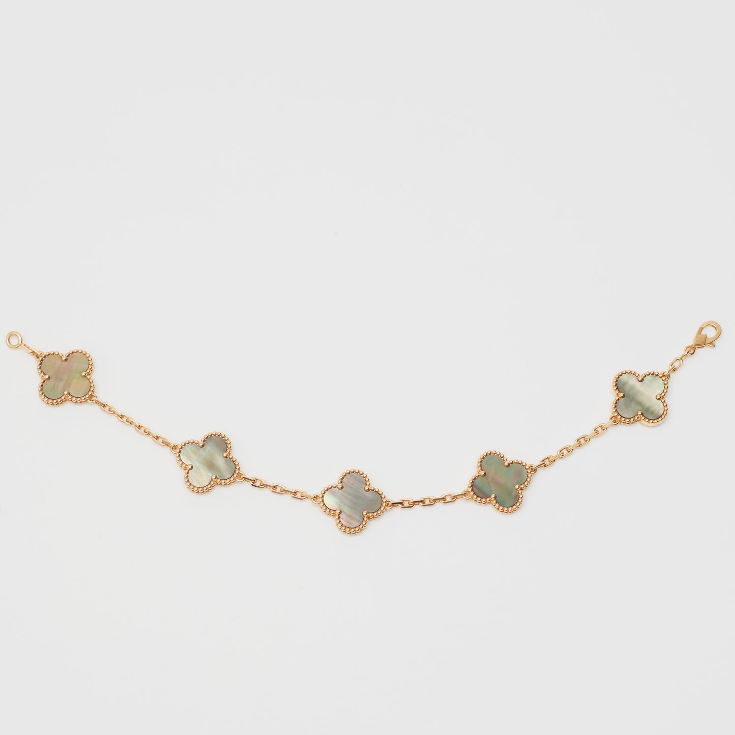 Bracelet Van Cleef & Arpels Special Order Vintage Alhambra 5 motifs nacre grise en or rose