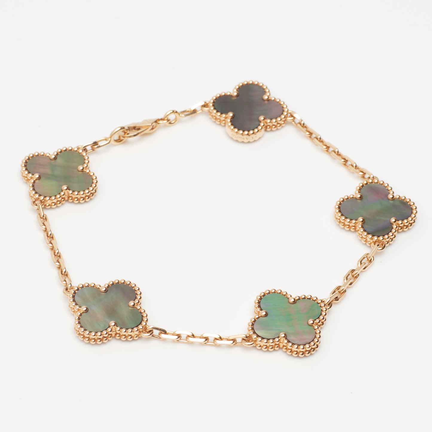 Bracelet Van Cleef & Arpels Special Order Vintage Alhambra 5 motifs nacre grise en or rose