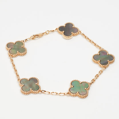 Bracelet Van Cleef & Arpels Special Order Vintage Alhambra 5 motifs nacre grise en or rose
