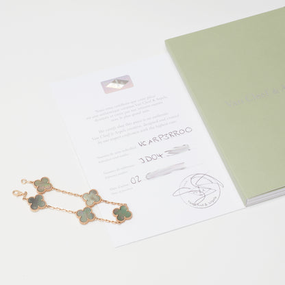 Bracelet Van Cleef & Arpels Special Order Vintage Alhambra 5 motifs nacre grise en or rose
