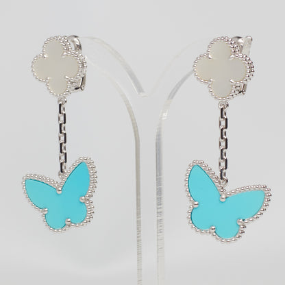 Boucles d’oreilles Van Cleef & Arpels Lucky Alhambra turquoise et nacre en or blanc