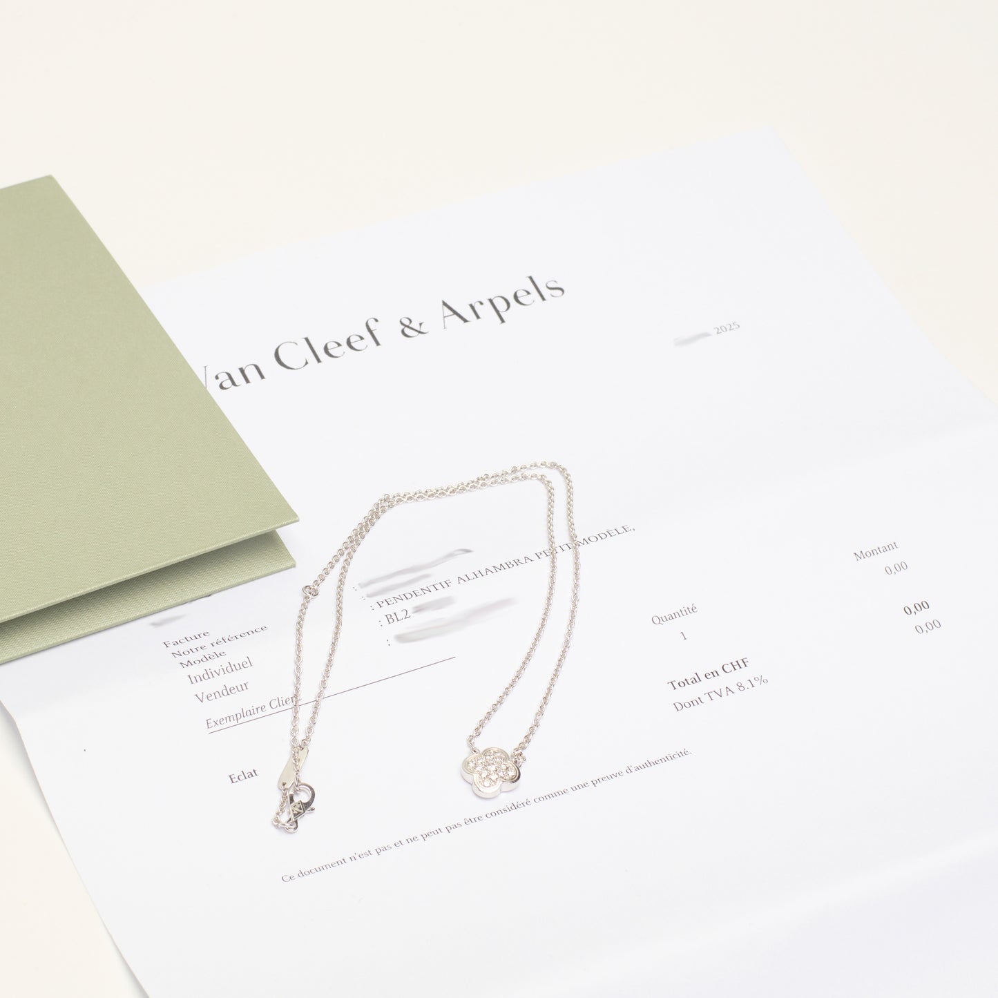 RARE Collier Van Cleef & Arpels Pure Alhambra diamant en or blanc