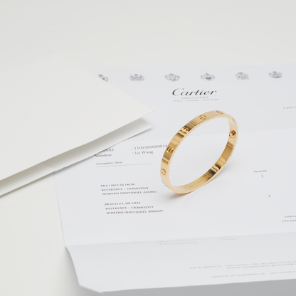 Bracelet Cartier Love Classique en or jaune taille 18