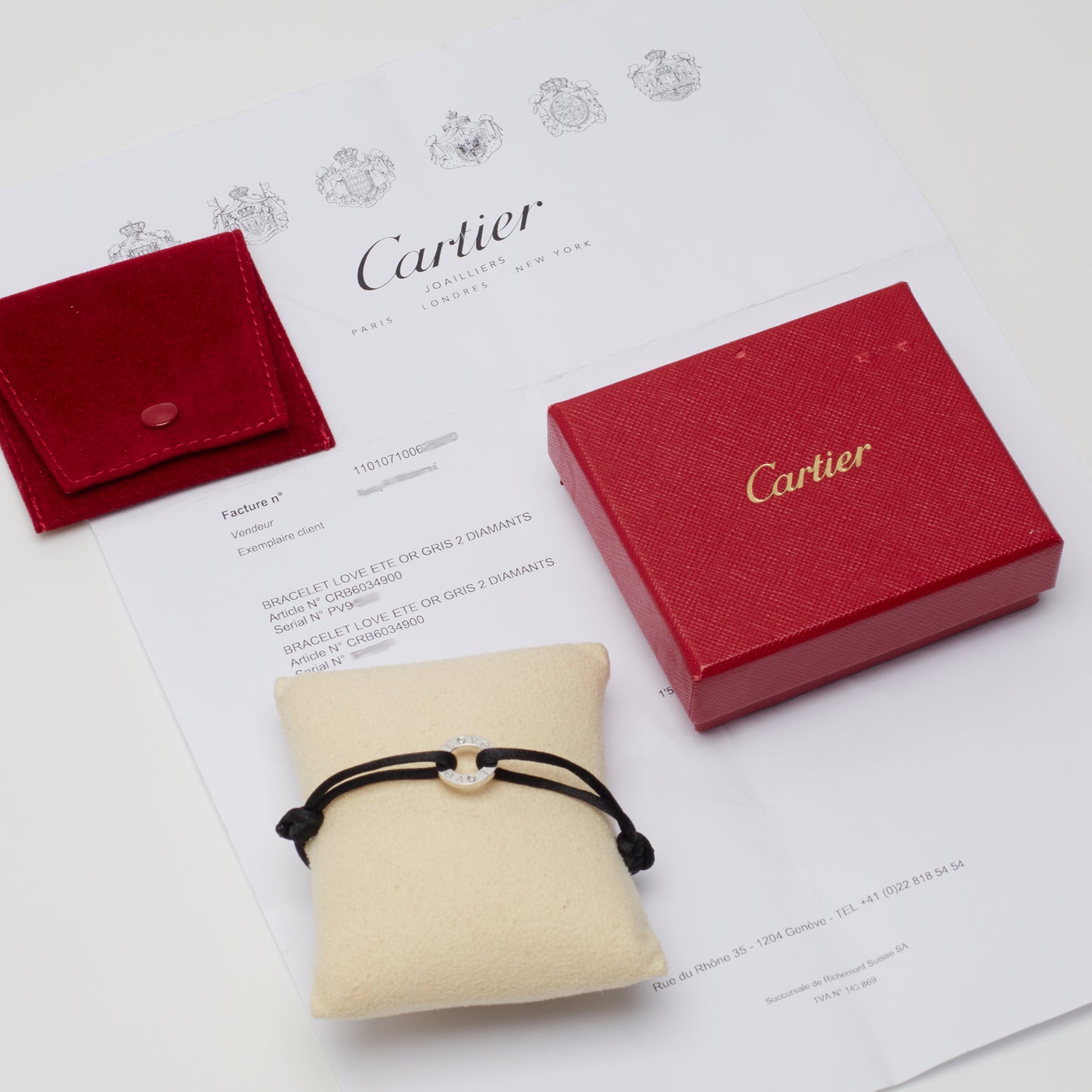 Bracelet Cartier Love Cord en or blanc et diamants