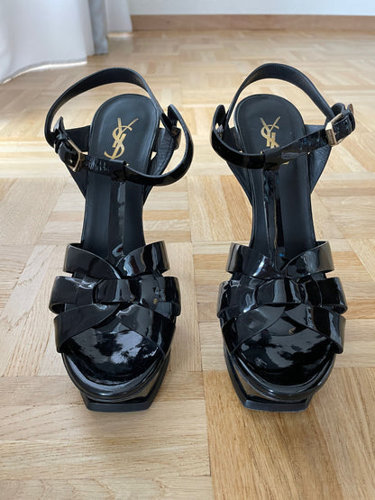 SAINT LAURENT Tribute black sandals 