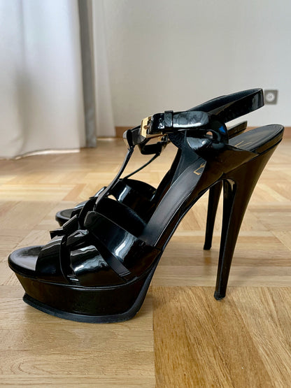 SAINT LAURENT Tribute black sandals 