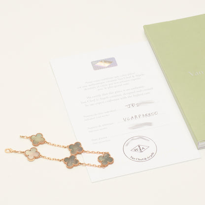Bracelet Van Cleef & Arpels Special Order Vintage Alhambra 5 motifs nacre grise en or rose