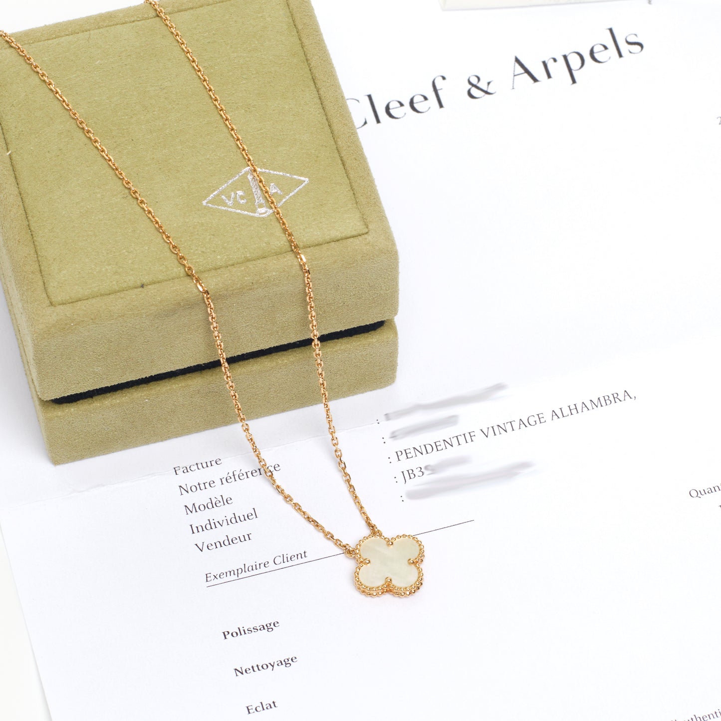 Van Cleef & Arpels Vintage Alhambra white mother-of-pearl necklace in yellow gold 2