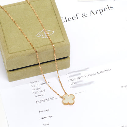 Van Cleef & Arpels Vintage Alhambra white mother-of-pearl necklace in yellow gold 2