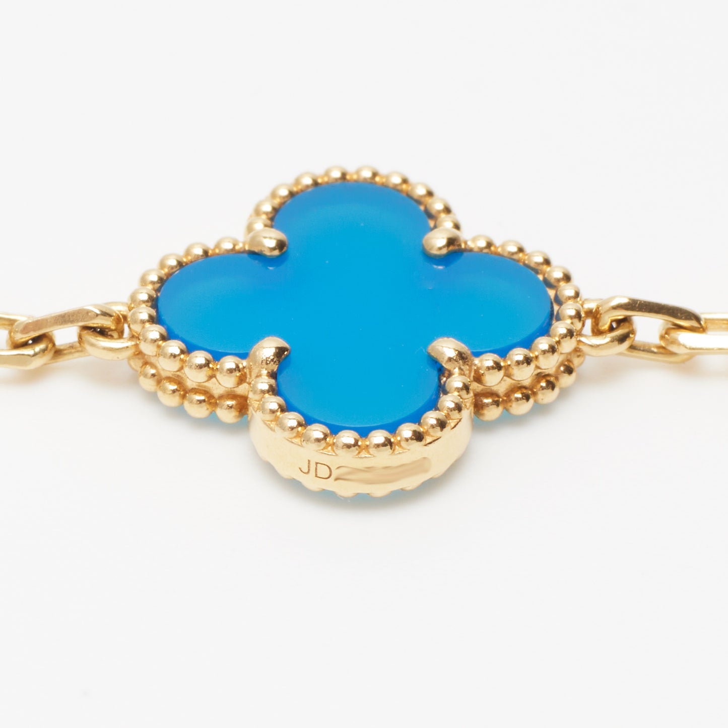 Bracelet Van Cleef & Arpels Vintage Alhambra 5 motifs agate bleu en or jaune