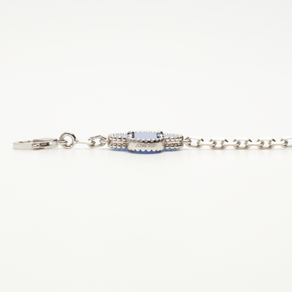 Bracelet Van Cleef & Arpels Vintage Alhambra 5 motifs agate bleu en or blanc Special Order