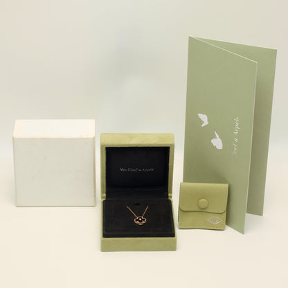 Collier Van Cleef & Arpels Alhambra Holiday Pendant diamant onyx en or rose