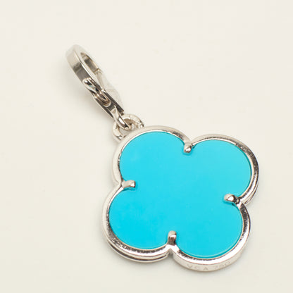 RARE Pendentif Van Cleef & Arpels Magic Alhambra turquoise en or blanc