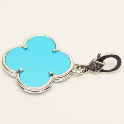 RARE Pendentif Van Cleef & Arpels Magic Alhambra turquoise en or blanc