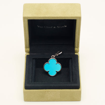 RARE Pendentif Van Cleef & Arpels Magic Alhambra turquoise en or blanc