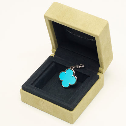 RARE Pendentif Van Cleef & Arpels Magic Alhambra turquoise en or blanc