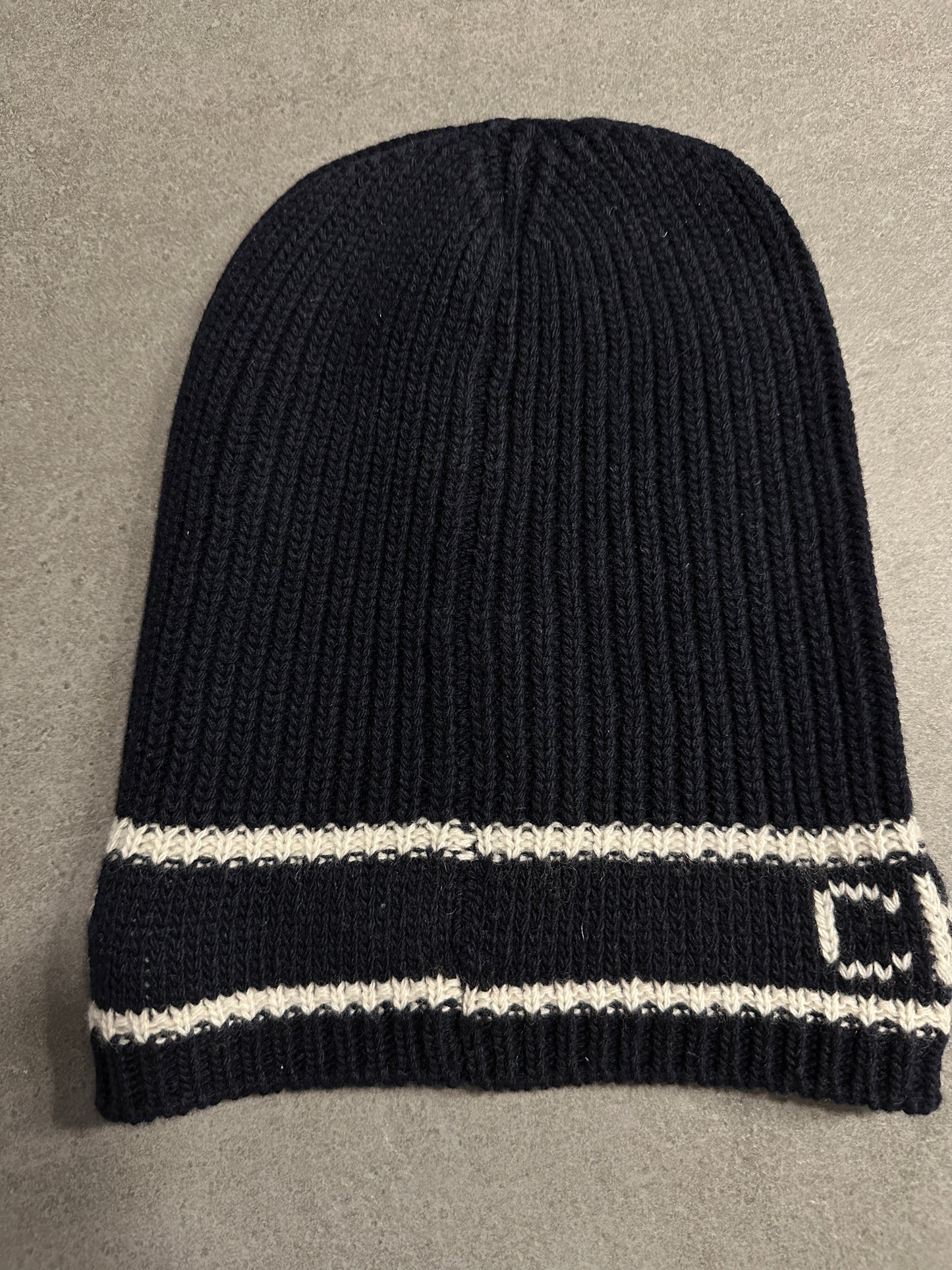 Bonnet D-White en cachemire et laine bleu marine